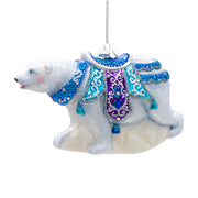 Bellissimo Polar Bear Glass Ornament 7"