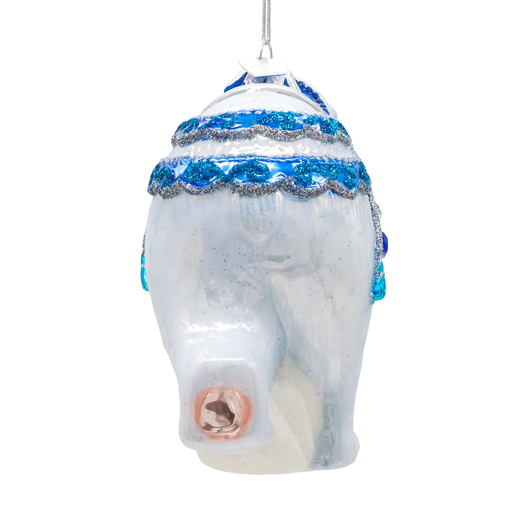 Bellissimo Polar Bear Glass Ornament 7"