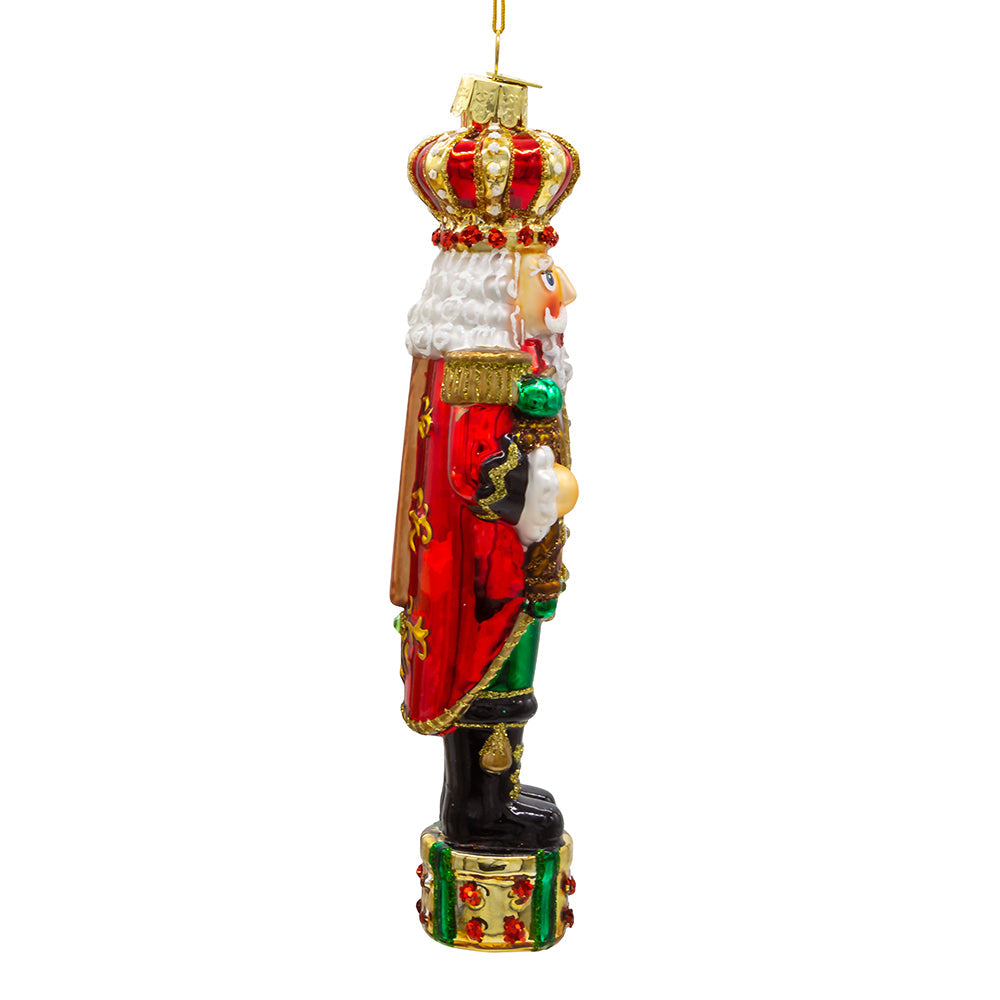 Bellissimo King Nutcracker Glass Ornament 7"