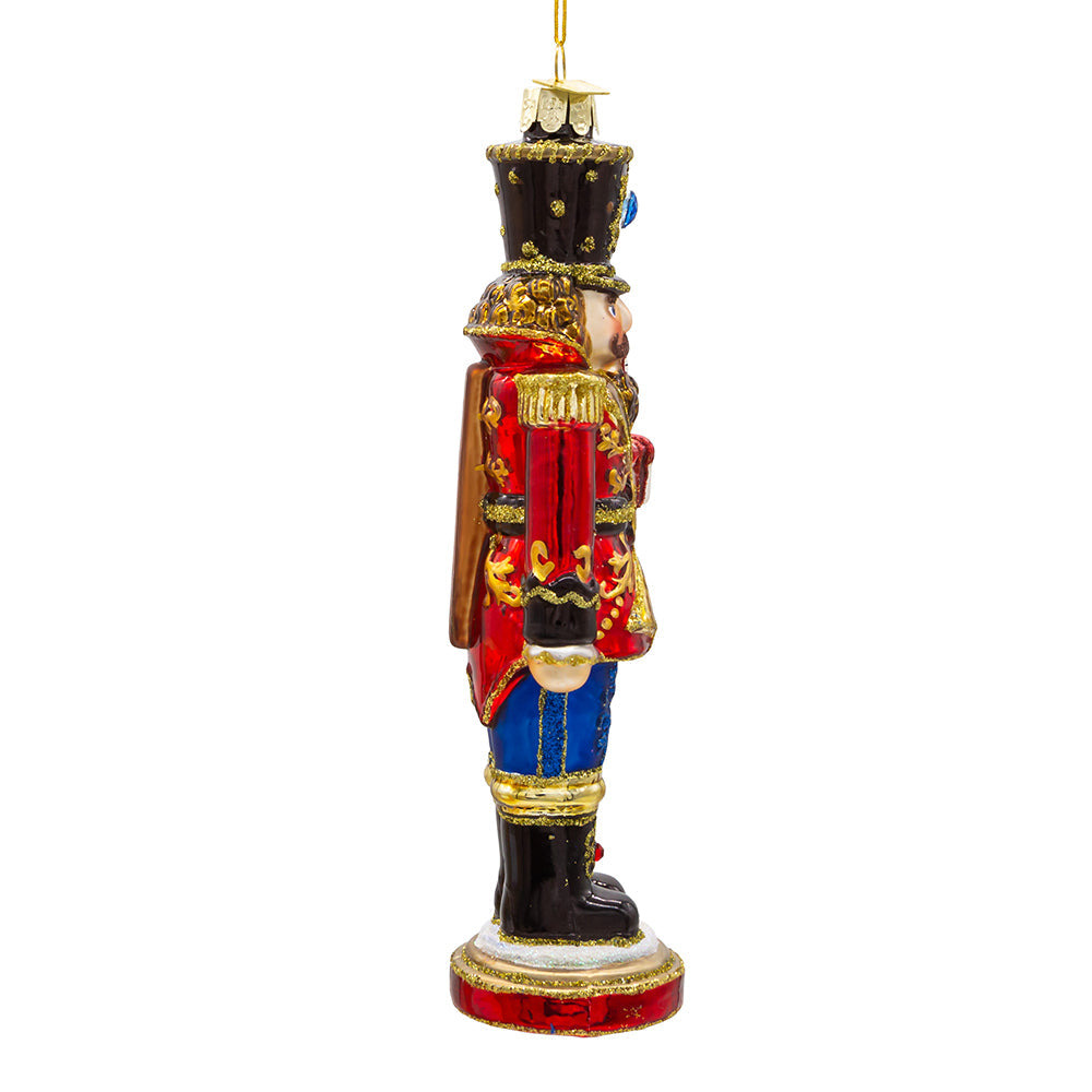 Bellissimo Nutcracker with Gift Glass Ornament 7"