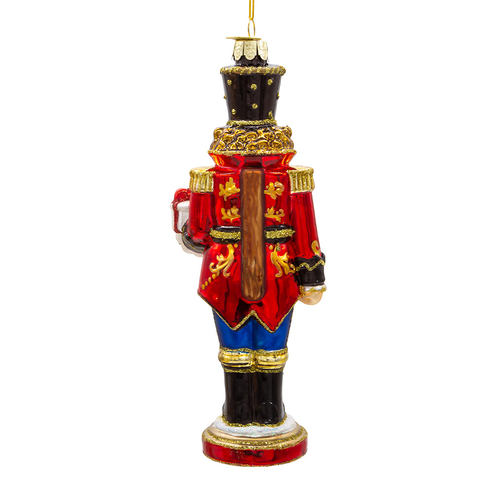 Bellissimo Nutcracker with Gift Glass Ornament 7"