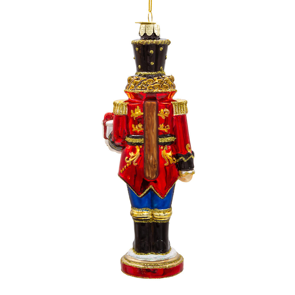 Bellissimo Nutcracker with Gift Glass Ornament 7"