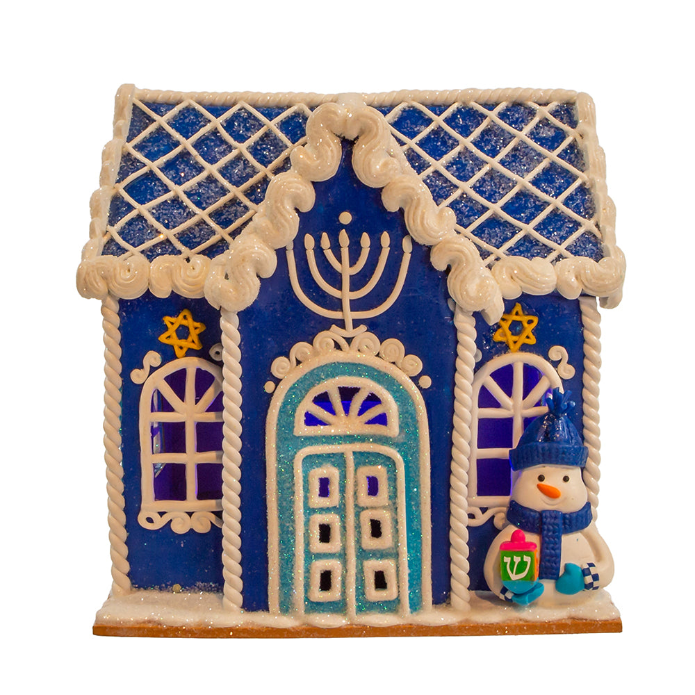 Lit Hanukkah LED Gingerbread House Décor 7"