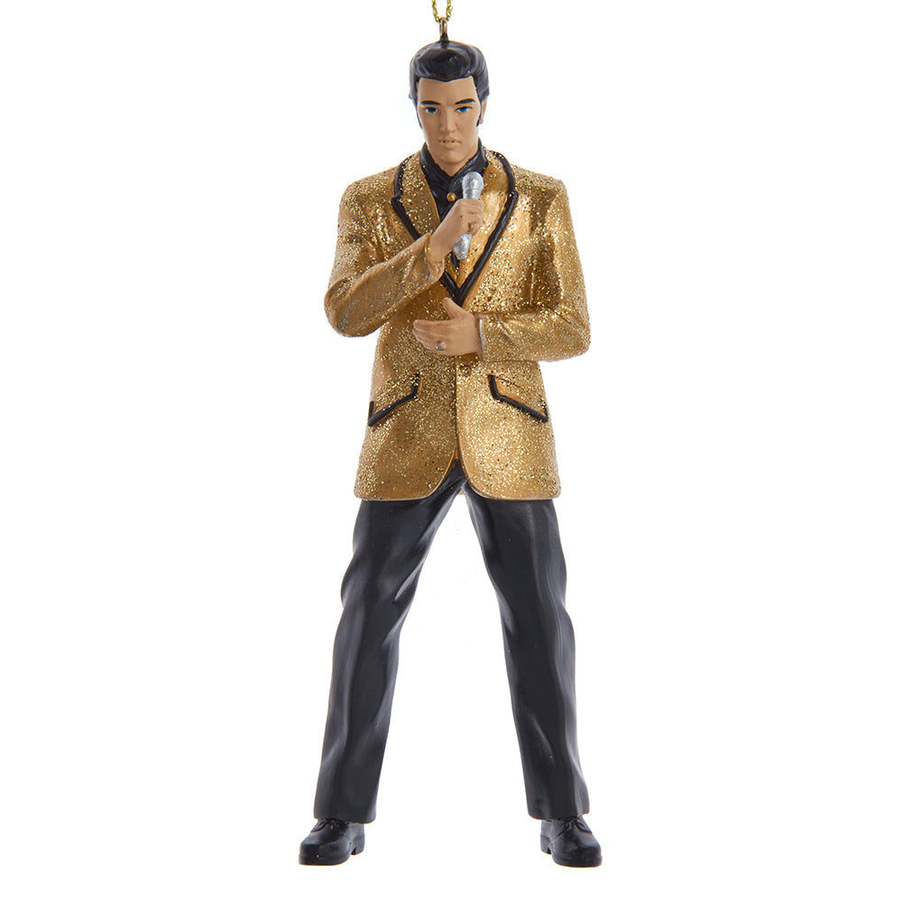Elvis in Gold Jacket Resin Ornament 5.25"