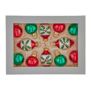 Green & Red Glass Ball Ornaments 35mm Set of 12