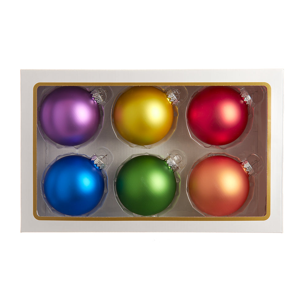 Matte Rainbow Colors Glass Ball 80mm Set of 6
