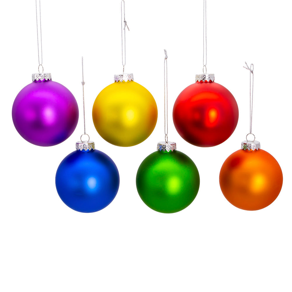 Matte Rainbow Colors Glass Ball 80mm Set of 6