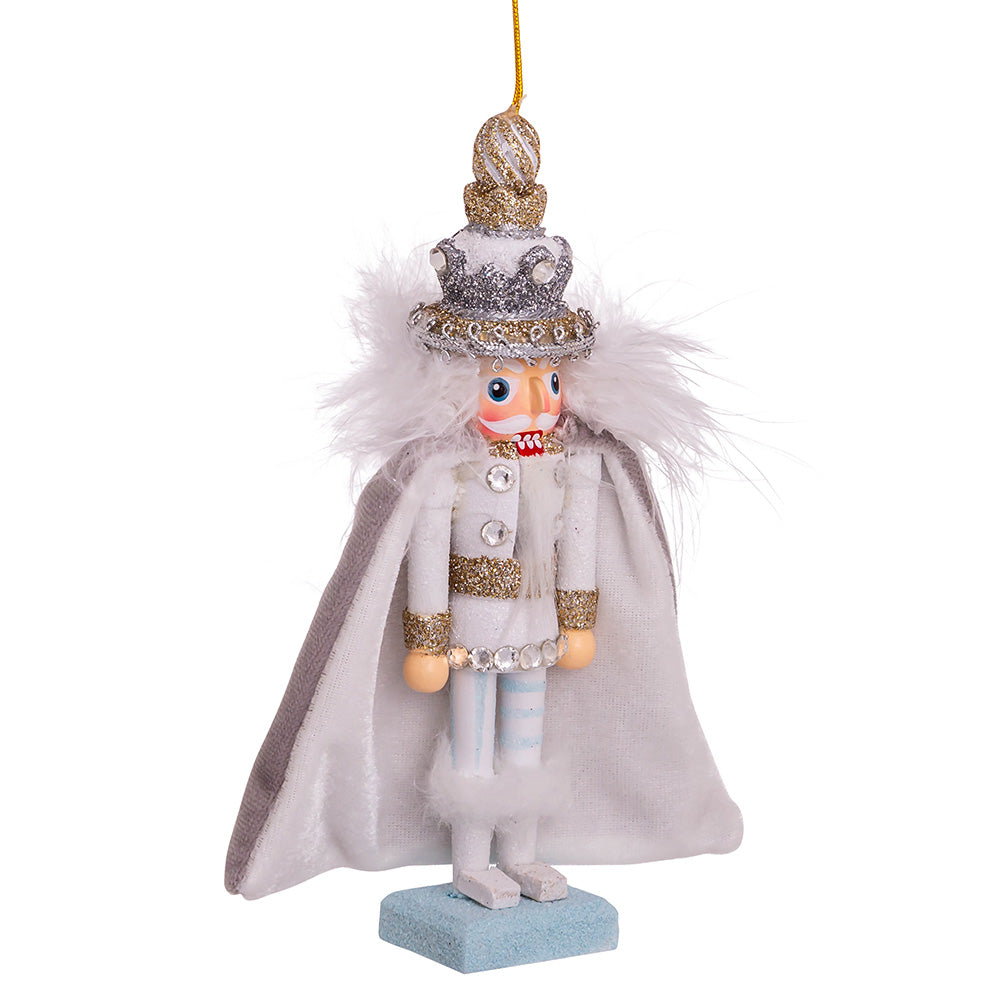 Hollywood White and Silver Swarovski King Nutcracker Ornament 6"
