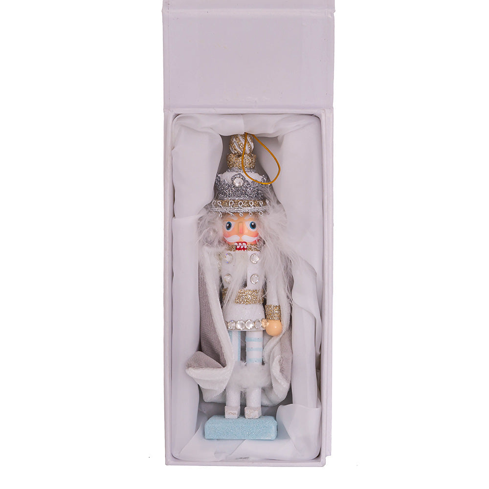 Hollywood White and Silver Swarovski King Nutcracker Ornament 6"