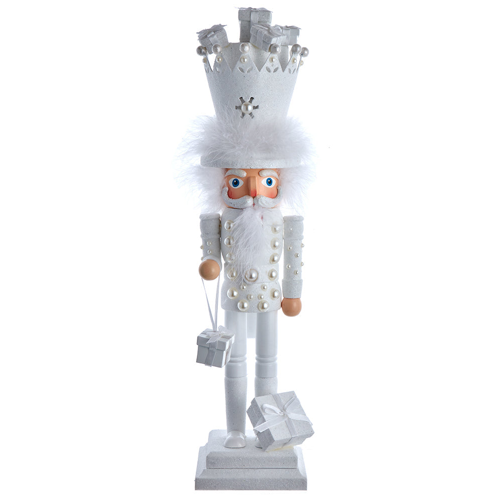 Hollywood Winter White King Nutcracker with Gifts 18"