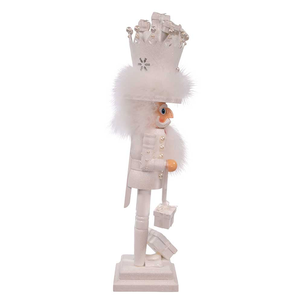 Hollywood Winter White King Nutcracker with Gifts 18"