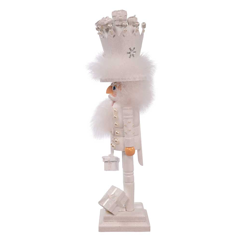 Hollywood Winter White King Nutcracker with Gifts 18"