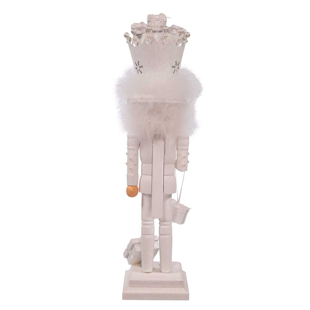 Hollywood Winter White King Nutcracker with Gifts 18"