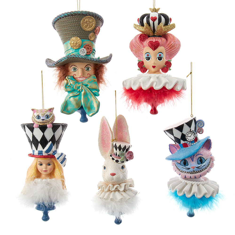 Hollywood Hats Alice in Wonderland Resin Ornament 6.25" Set of 5