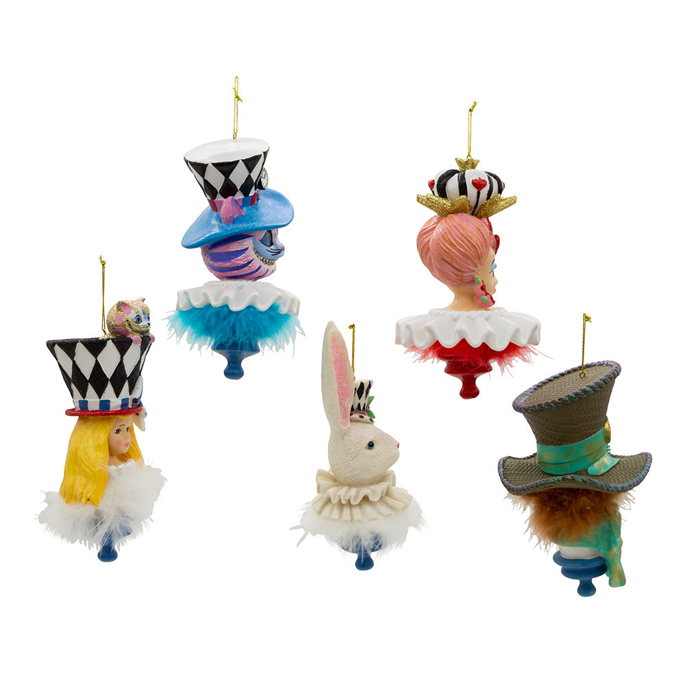 Hollywood Hats Alice in Wonderland Resin Ornament 6.25" Set of 5