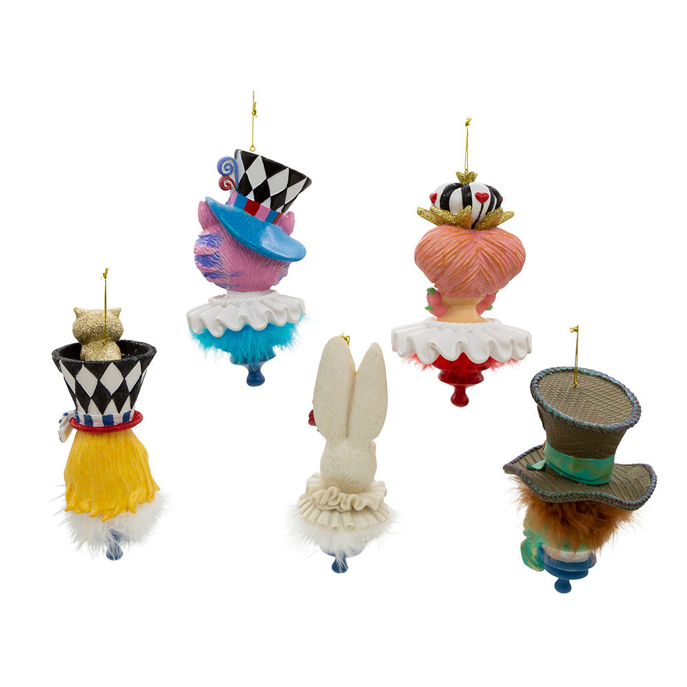 Hollywood Hats Alice in Wonderland Resin Ornament 6.25" Set of 5