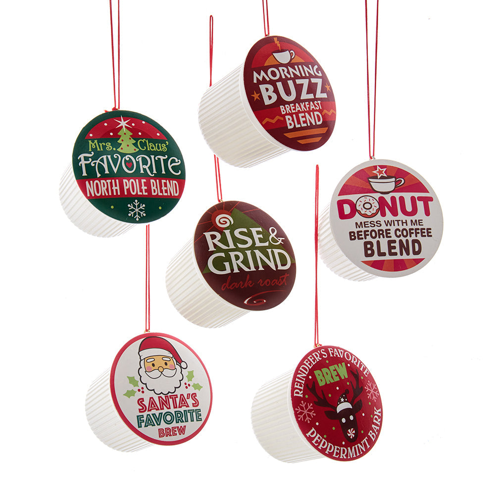 Coffee Pod Resin Ornament 2.375" Set of 6