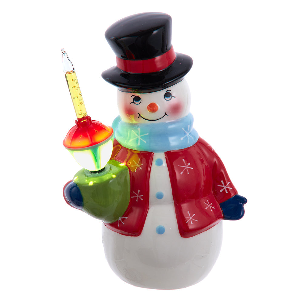 Ceramic Snowman with Bubble Light 10"
