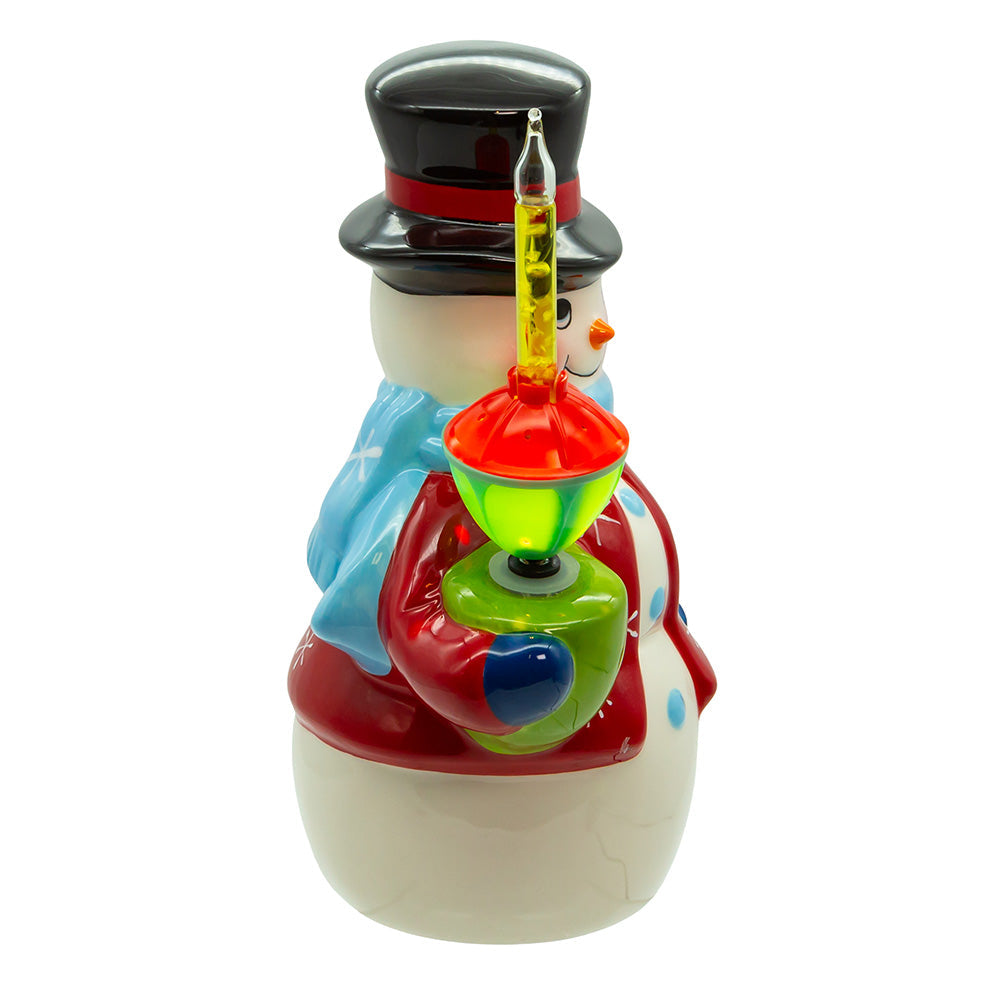 Ceramic Snowman with Bubble Light 10"