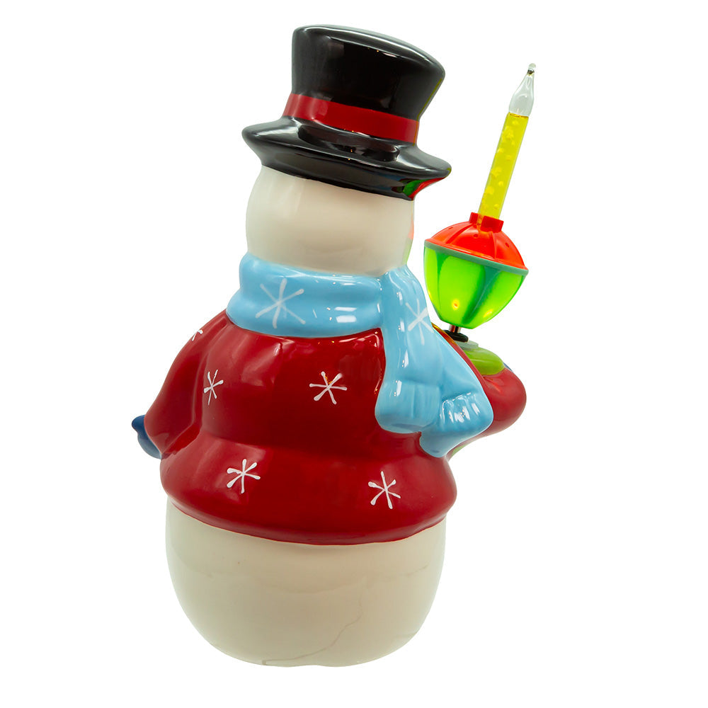 Ceramic Snowman with Bubble Light 10"
