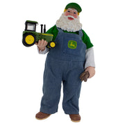 John Deere Fabric Mache Farmer Santa 10"