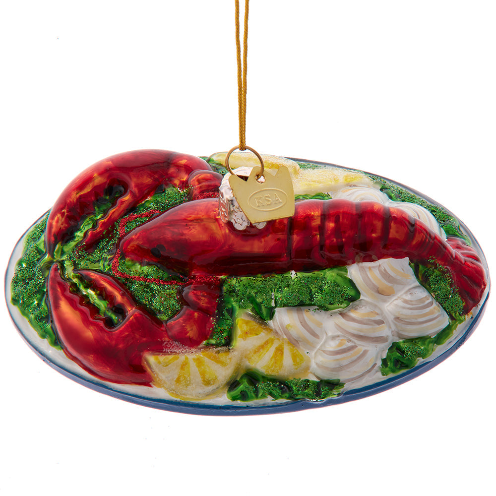 Noble Gems Lobster Platter Glass Ornament 4"