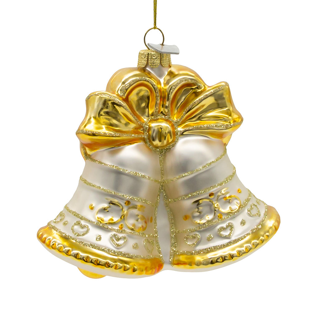 50th Anniversary Gold Bell Glass Ornament 4"