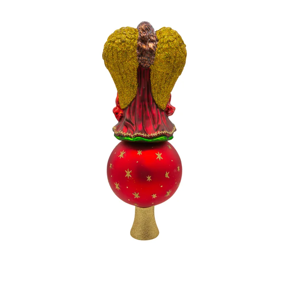 Reflector Angel Glass Finial Tree Topper with Stand 15.75"