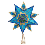 Peacock Glitter 10 Point Tree Topper 16"