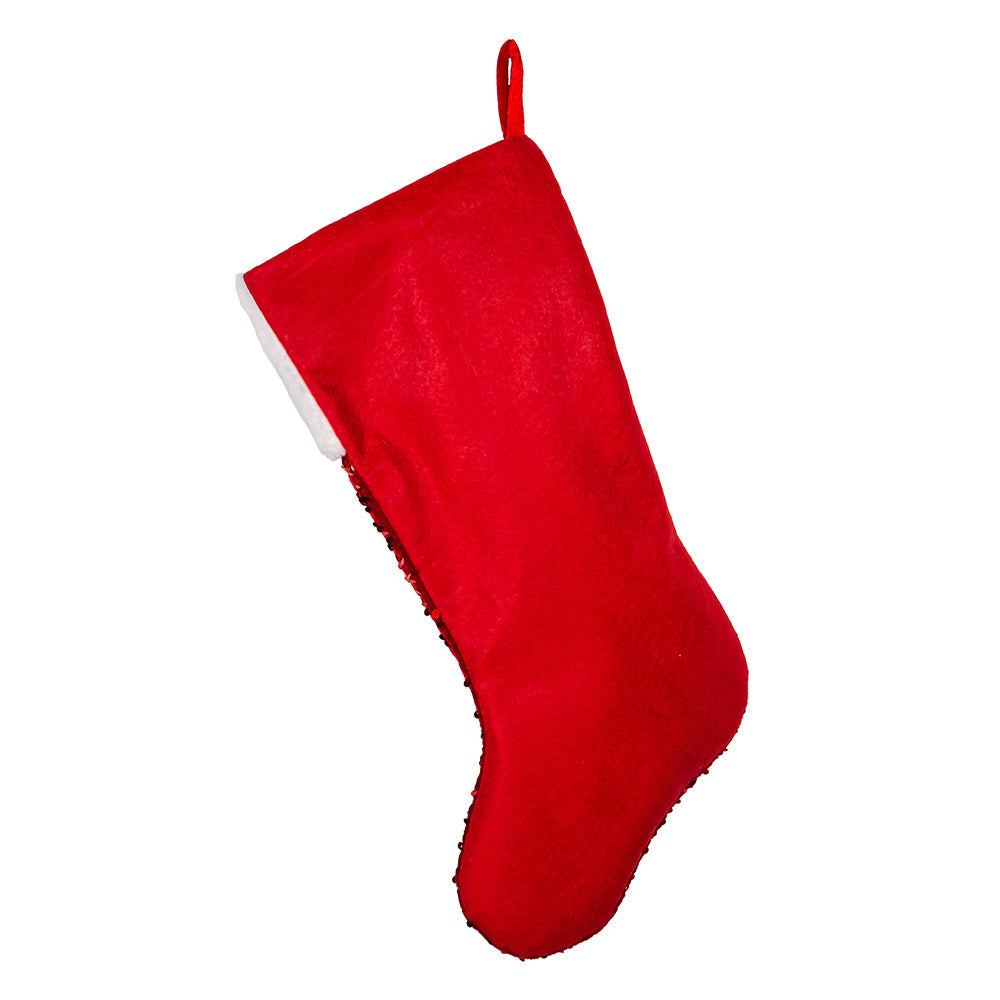Red Sequins with White Fur Stocking 20.5"
