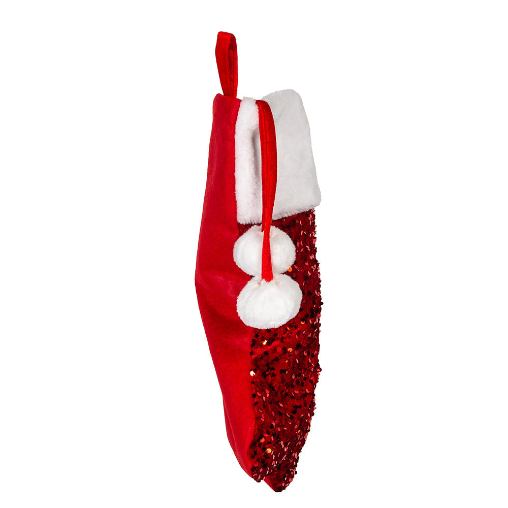 Red Sequins with White Fur Stocking 20.5"