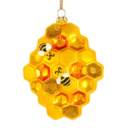 Bee Honeycomb Glass Ornament 5"