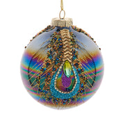 Peacock Ball Glass Ornament 100mm