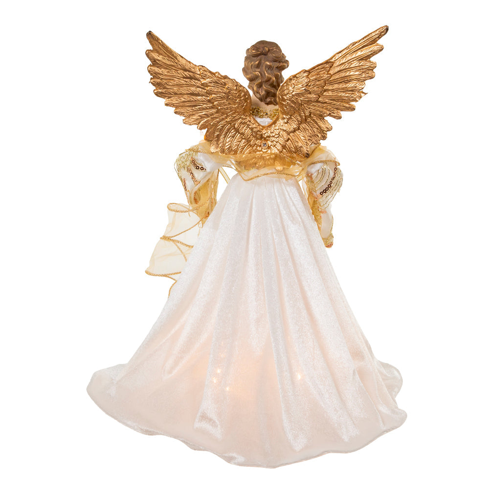 Ivory and Gold  Angel 10 Light Tree Topper 16"
