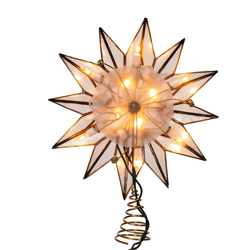 12 Point Gold Capiz Star 10 Light Tree Topper 8.75"