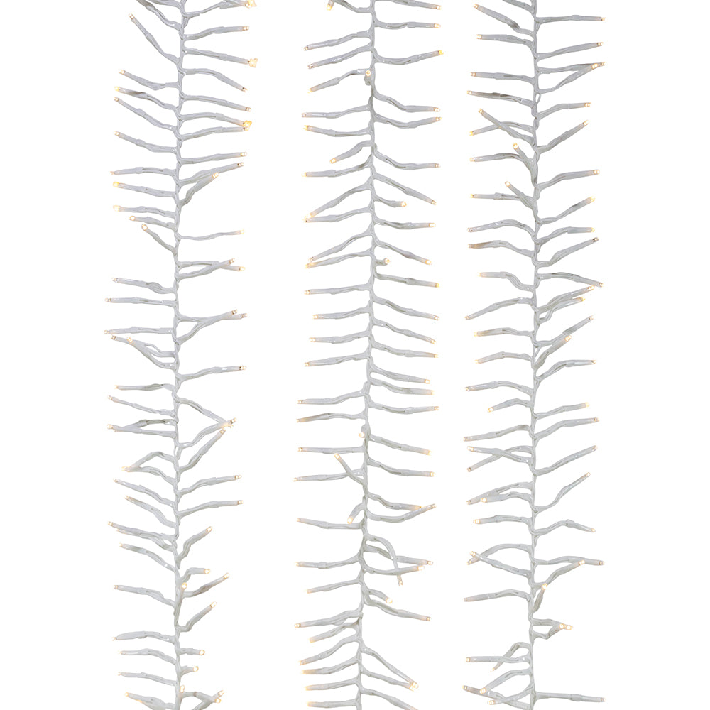 Warm White 3,000 Light LED White Wire Cluster Garland 98'
