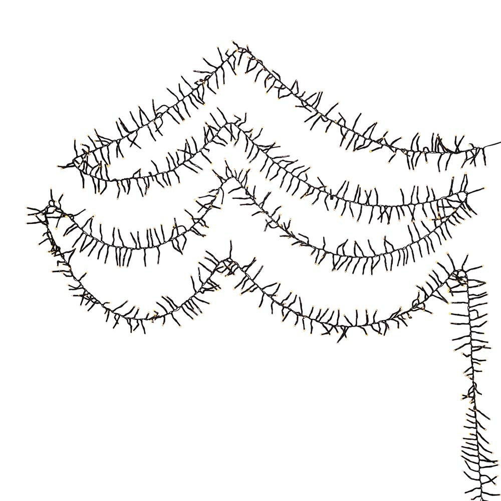 Warm White 3,000 Light LED Green Wire Cluster Garland 98'