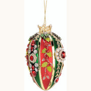 King's Jewels Faberge Jeweled Egg Ornament Red and Green 7"