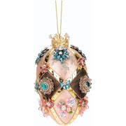 King's Jewels Faberge Jeweled Egg Ornament Pink and Brown 7"
