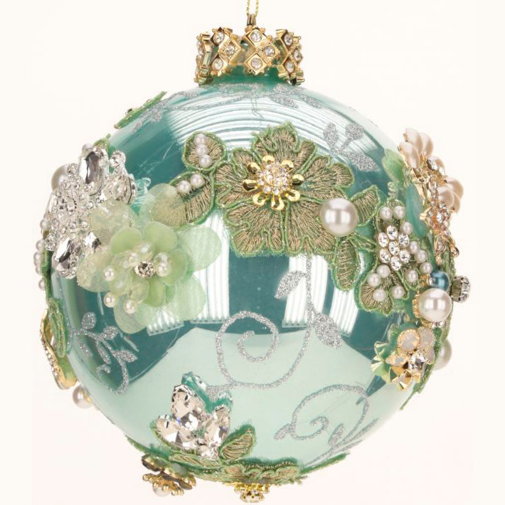 King's Jewels Ball Ornament Shiny Green 5"