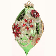 King's Jewels Faberge Jeweled Egg Ornament Shiny Green 7"