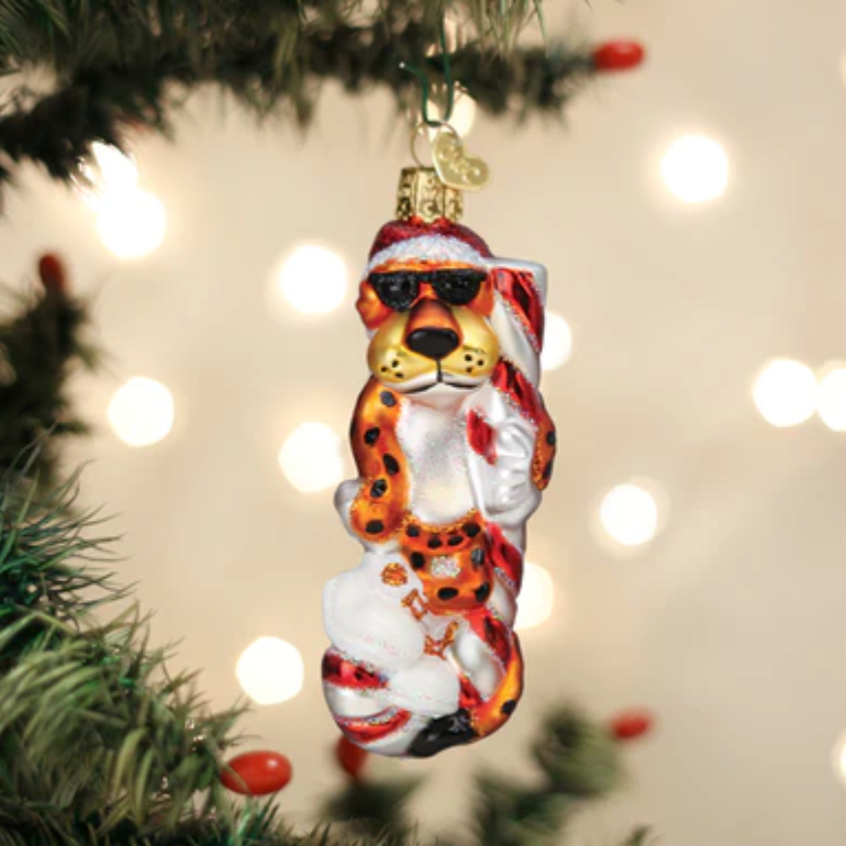 Chester Cheetah On Candy Cane Ornament