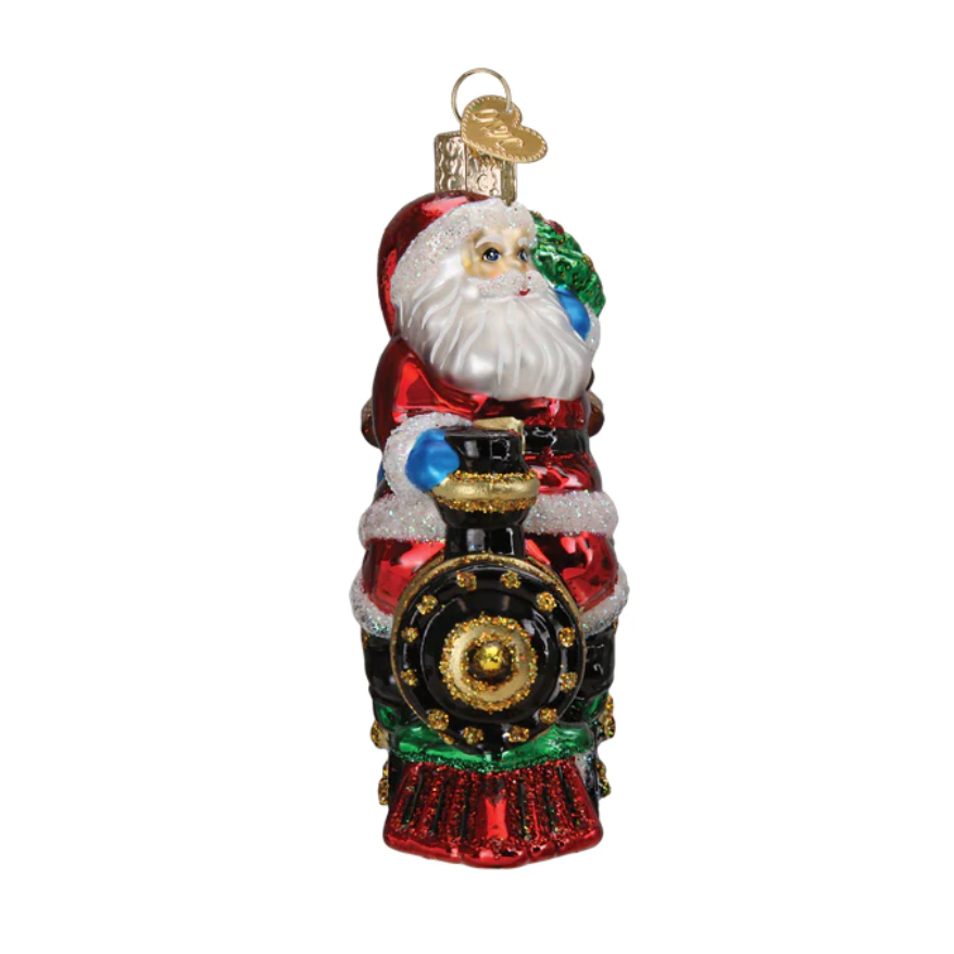 Santa On Locomotive Ornament