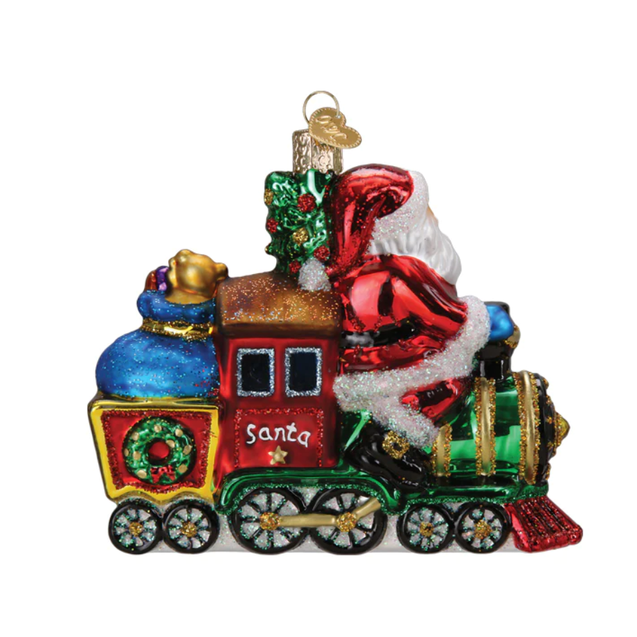 Santa On Locomotive Ornament