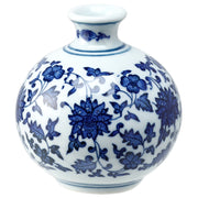 Blue and White Classic Chrysanthimum Ceramic Vase 3.25"