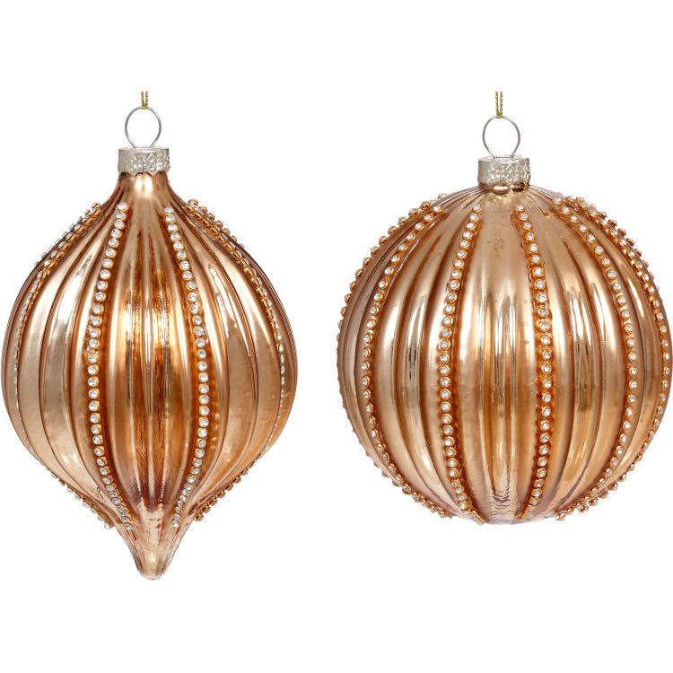 Fluted Jewel Ornament 4.5" Set of 2