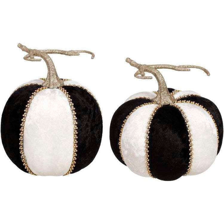 Black & White Halloween Pumpkins 7" Set of 2