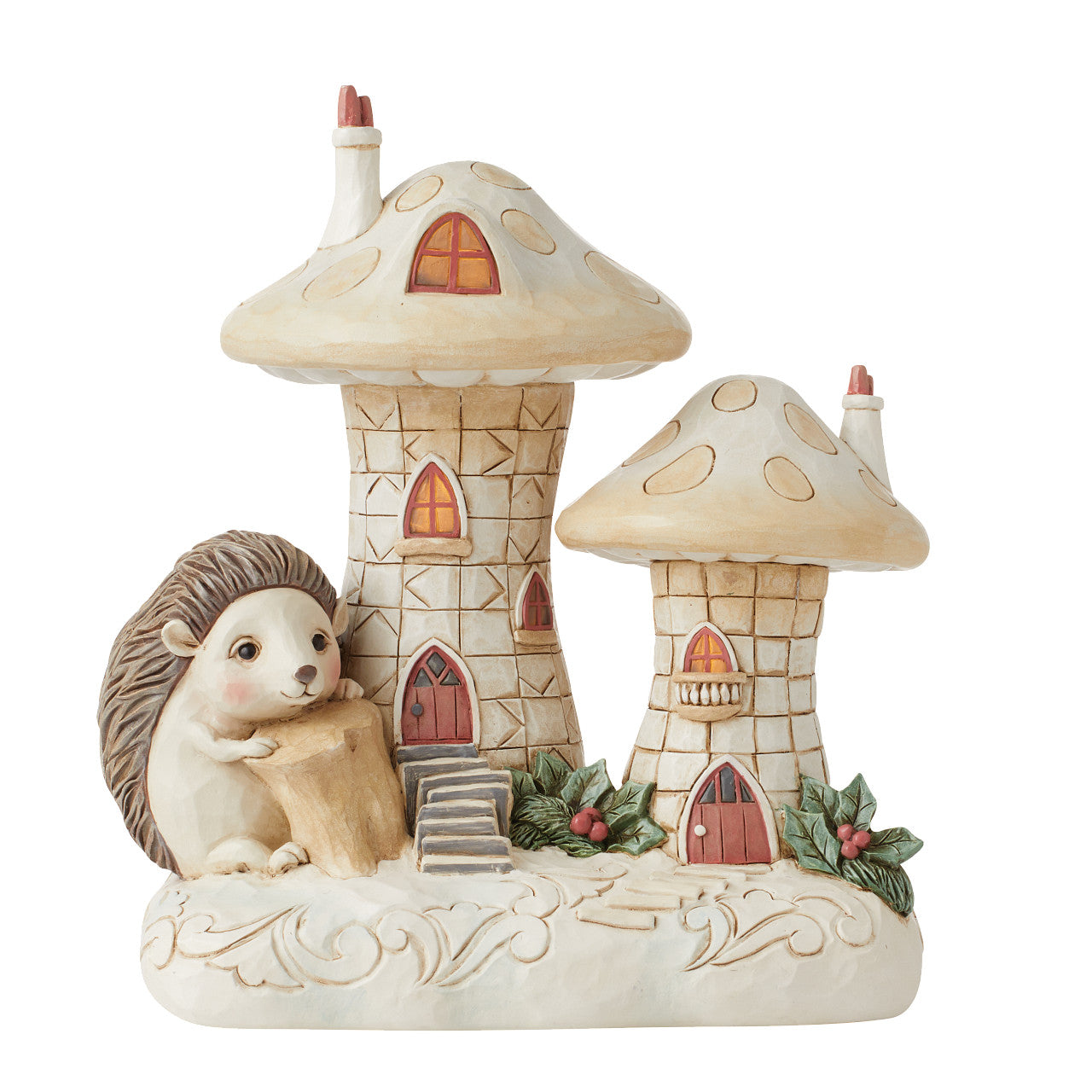 Holiday Wishes From Our Home To Yours White Woodland Collection Gnome Mushroom House Cluster