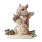 White Woodland Collection Chipmunk Holding Acorn