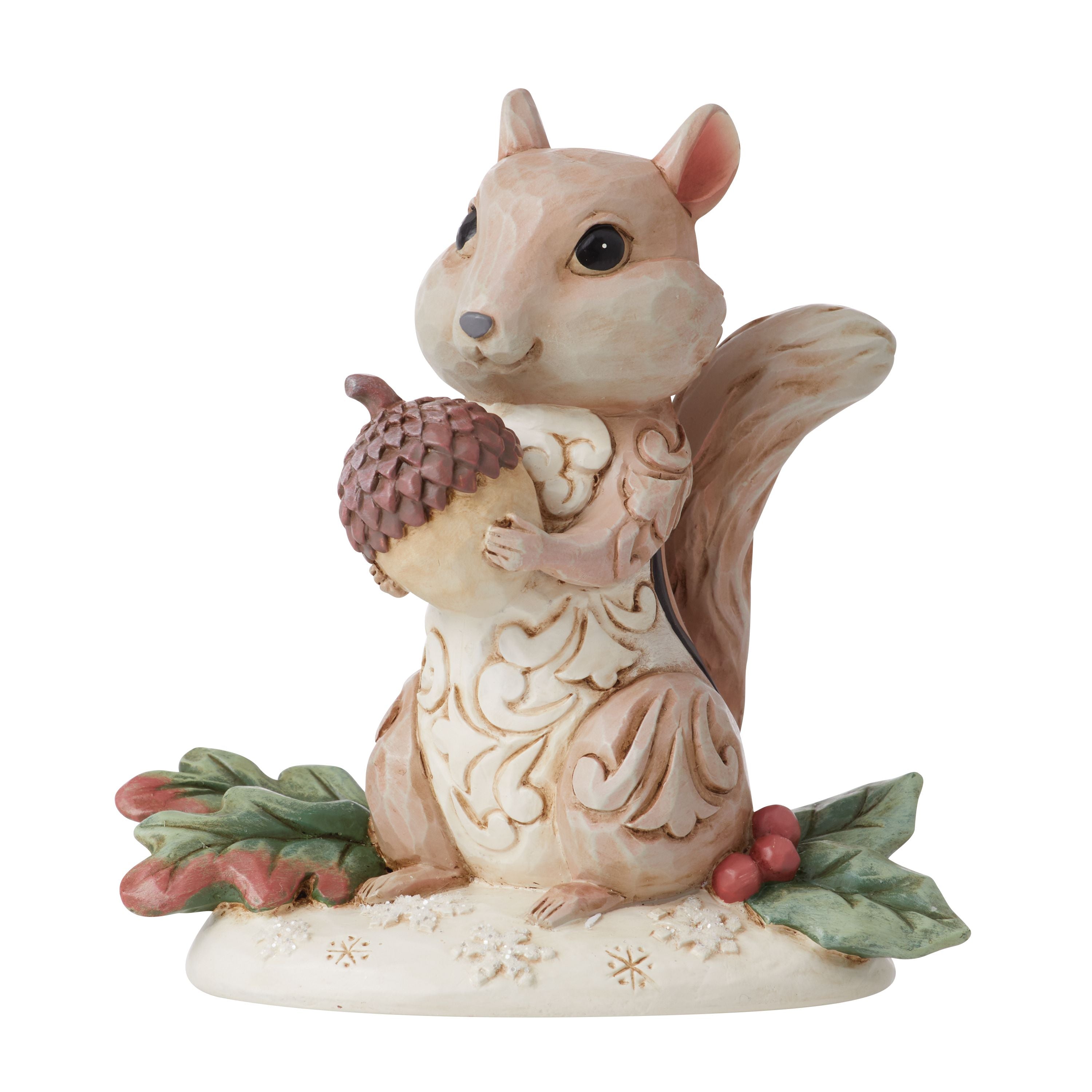 White Woodland Collection Chipmunk Holding Acorn